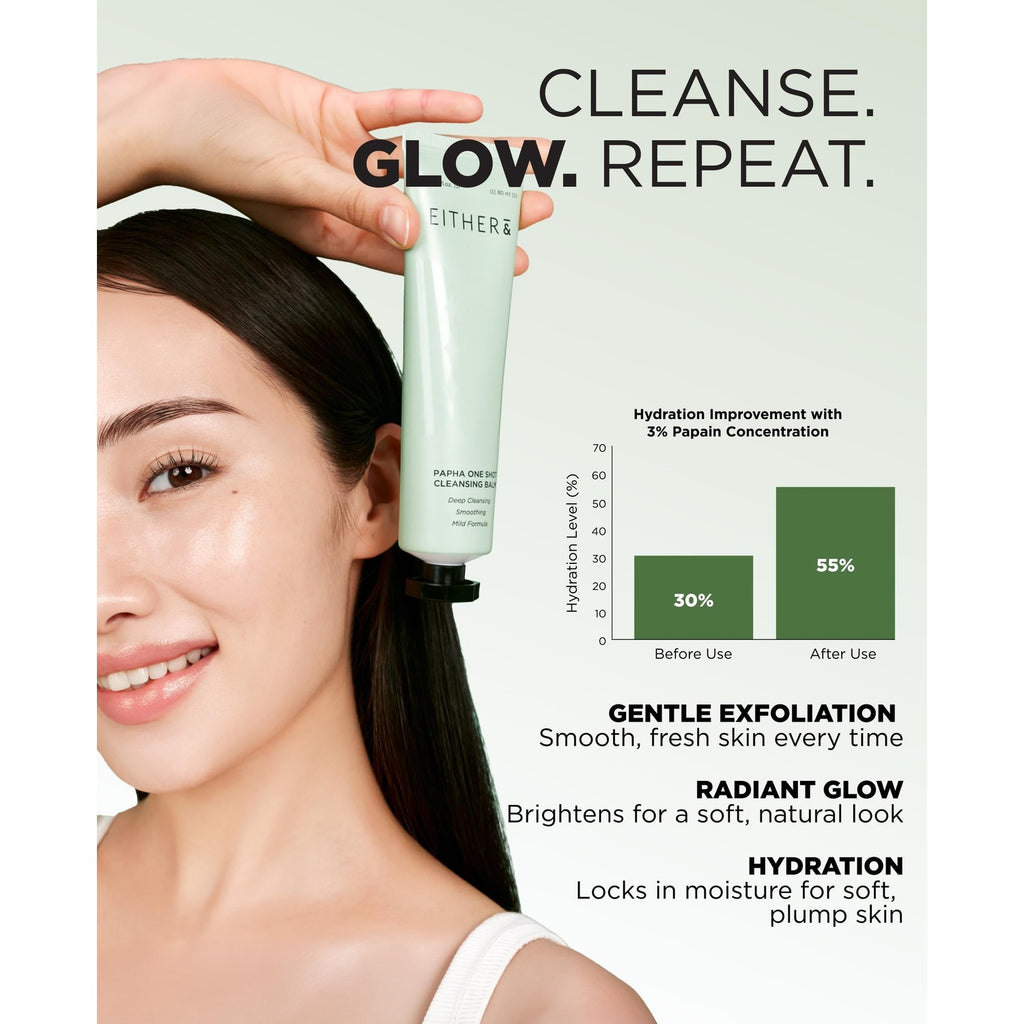EITHER& PAPHA One-Shot Cleansing Balm, Makeup Remover, Oil Cleanser