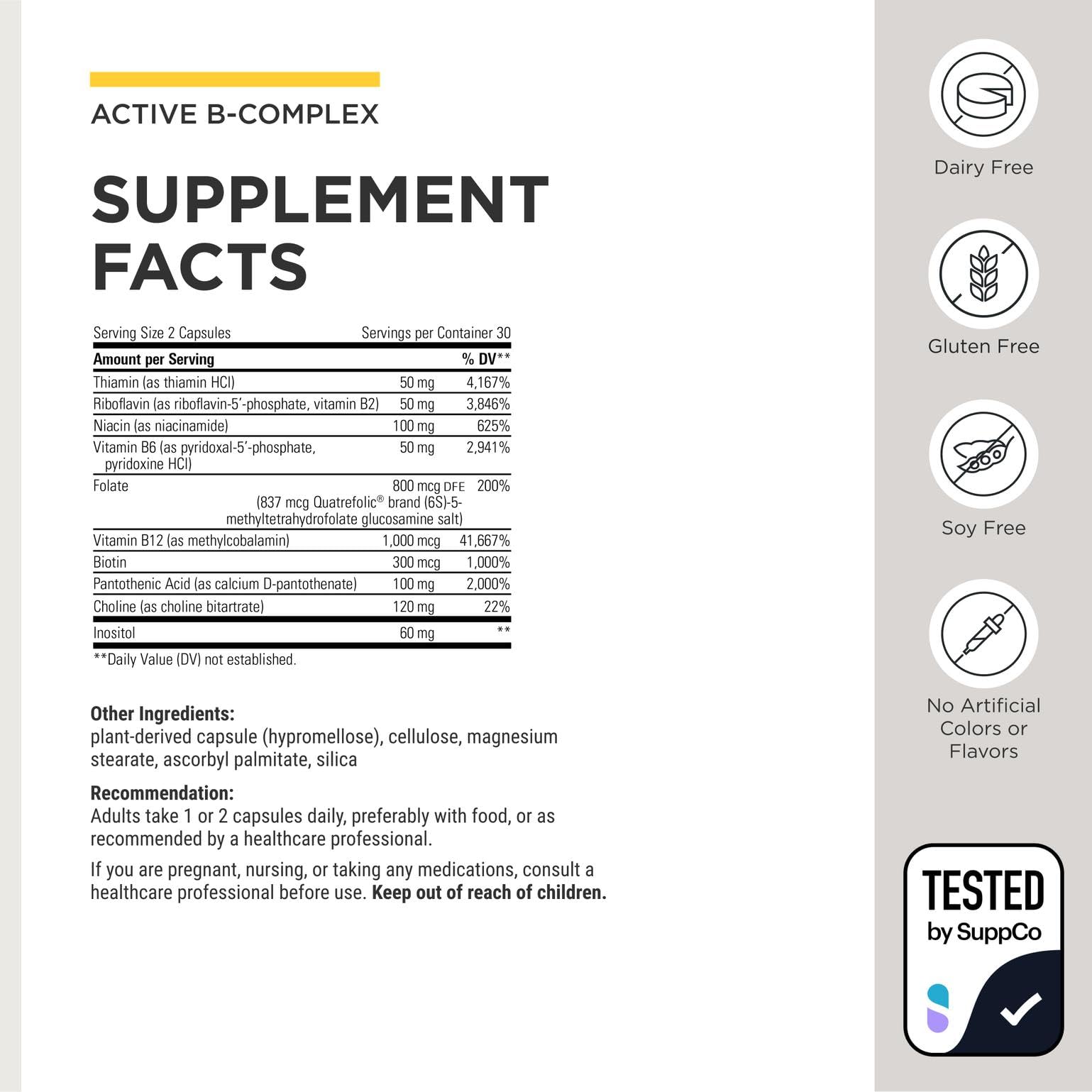 Integrative Therapeutics Active B-Complex - Cellular Energy & Heart Health Support with Vitamins B2, B6 & B12* - Supports Nervous & Immune Systems* - Third-Party Tested - 60 Capsules (30 Servings)
