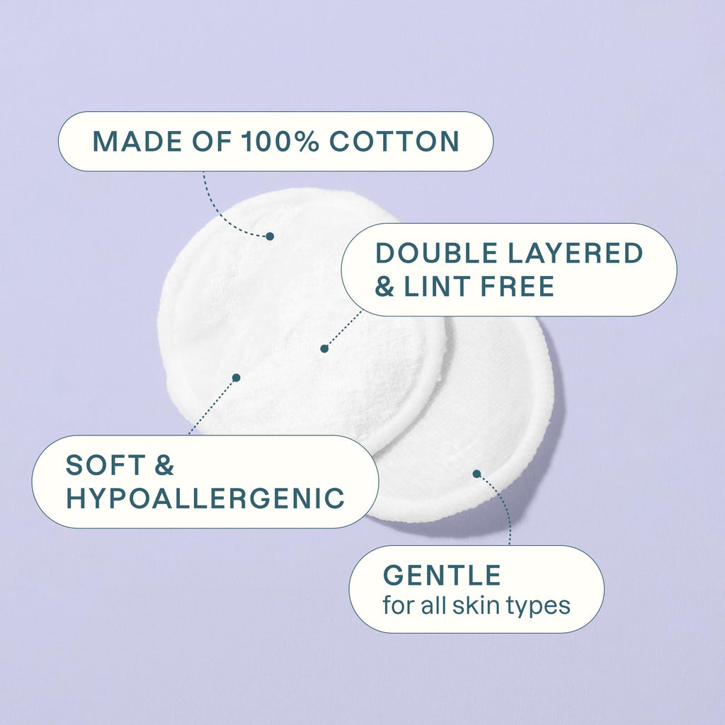 Cliganic Organic Cotton Rounds (300 Count) Makeup Remover Pads, Hypoallergenic, Lint-Free | 100% Pure Cotton