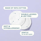 Cliganic Organic Cotton Rounds (300 Count) Makeup Remover Pads, Hypoallergenic, Lint-Free | 100% Pure Cotton