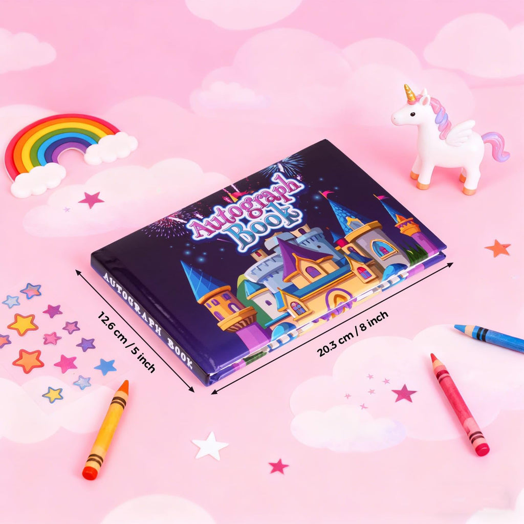 Autograph Book for Disney Theme Park or Cruise Vacation Essentials – Castle Hardcover Signature Book, Sewn Binding, Thick No Bleed Pages, Compact 5 x 8 Inch Size