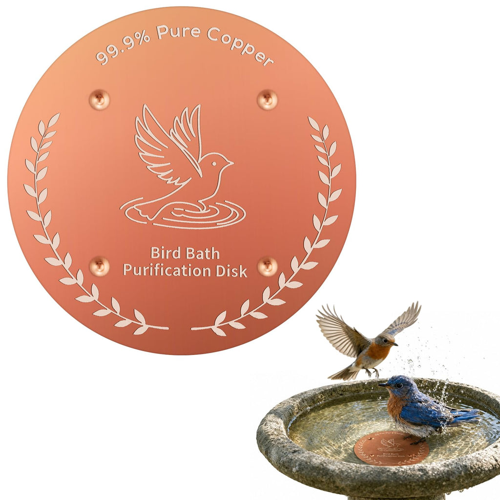 Bird Bath Copper Disk, 0.6mm Reinforced 99.99% Pure Copper Cleaning Disk with 4-Point Support, for Physical Safe Clean Water All-Season, Universal Fit for Outdoor Birdbaths, Bowl, Bird Bath Solar