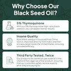 Organics Ocean Better Black Seed Oil Cold Pressed - Pure Nigella Sativa Oil for Immune Support - 5% Thymoquinone - Support Memory, Vitality, and Cellular Health