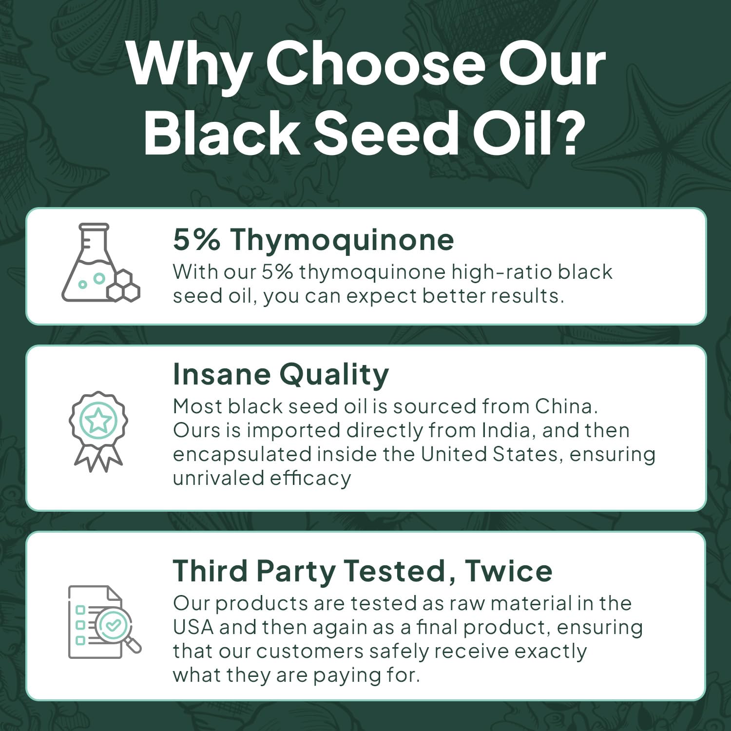 Organics Ocean Better Black Seed Oil Cold Pressed - Pure Nigella Sativa Oil for Immune Support - 5% Thymoquinone - Support Memory, Vitality, and Cellular Health