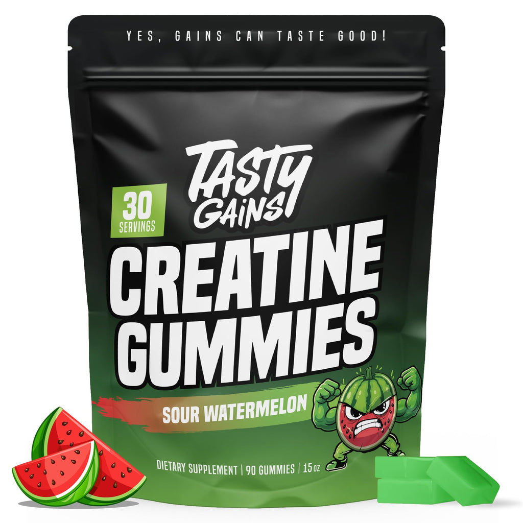 TASTY GAINS Creatine Gummies - 90g of Creatine Monohydrate - Workout Supplements - Build Muscle & Boost Strength for Men & Women - Made in USA - Non GMO - Vegan Friendly (Large, Pineapple Mango)