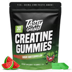 TASTY GAINS Creatine Gummies - 90g of Creatine Monohydrate - Workout Supplements - Build Muscle & Boost Strength for Men & Women - Made in USA - Non GMO - Vegan Friendly (Large, Pineapple Mango)