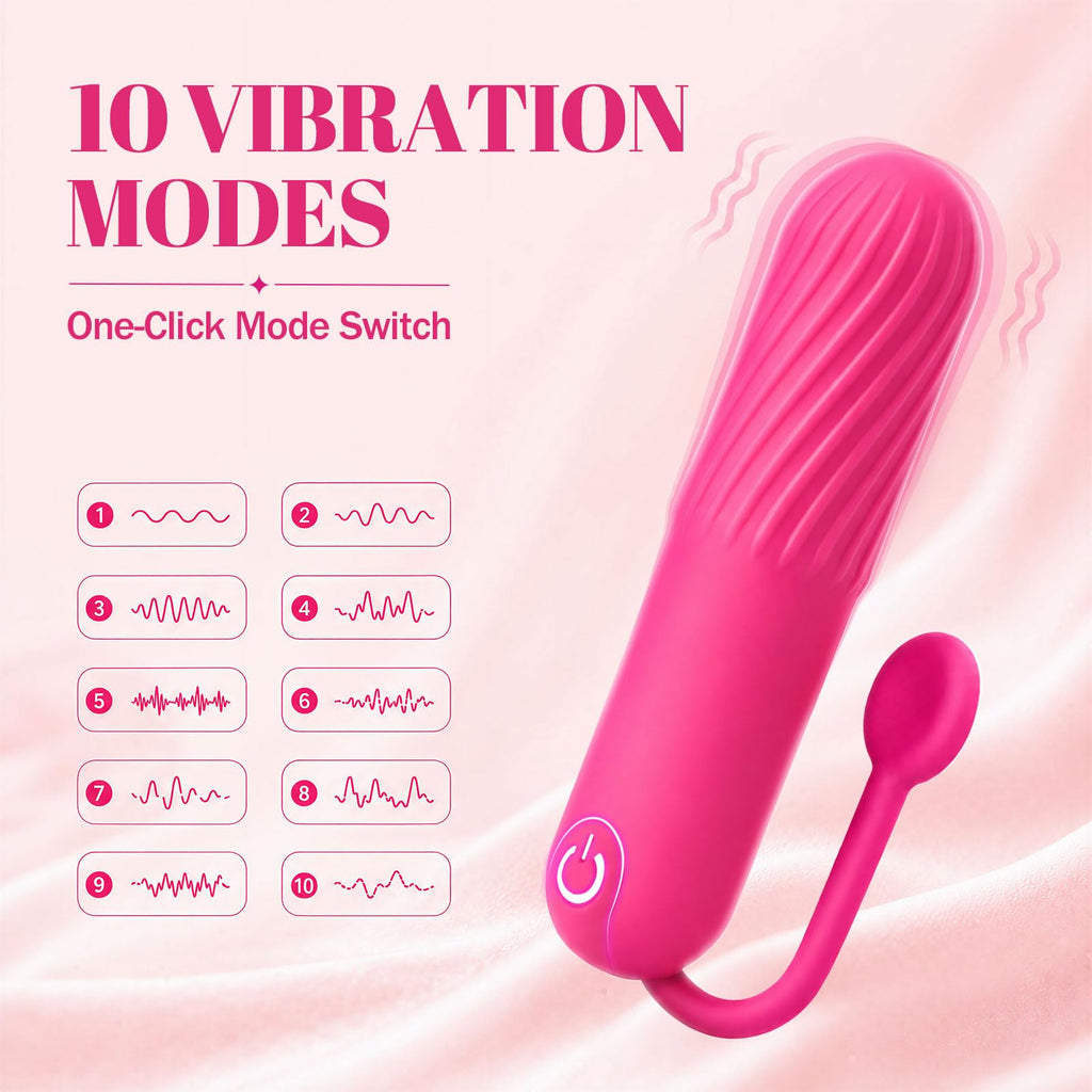 Mini Bullet Vibrator Sex Toys for G Spot Nipple Anal Clitoral Stimulation - 10 Powerful Modes, Wearable Finger Vibrator, Waterproof Soft Silicone,USB Rechargeable Vibration Massager for Women Pleasure