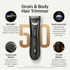 MANSCAPED® The Lawn Mower® 5.0 Ultra Groin & Body Hair Trimmer – Dual-Head SkinSafe® Trimmer & Foil Blades, Waterproof Wet/Dry Groomer, USB-C Rechargeable with Travel Case, Men’s Ball Shaver, Black