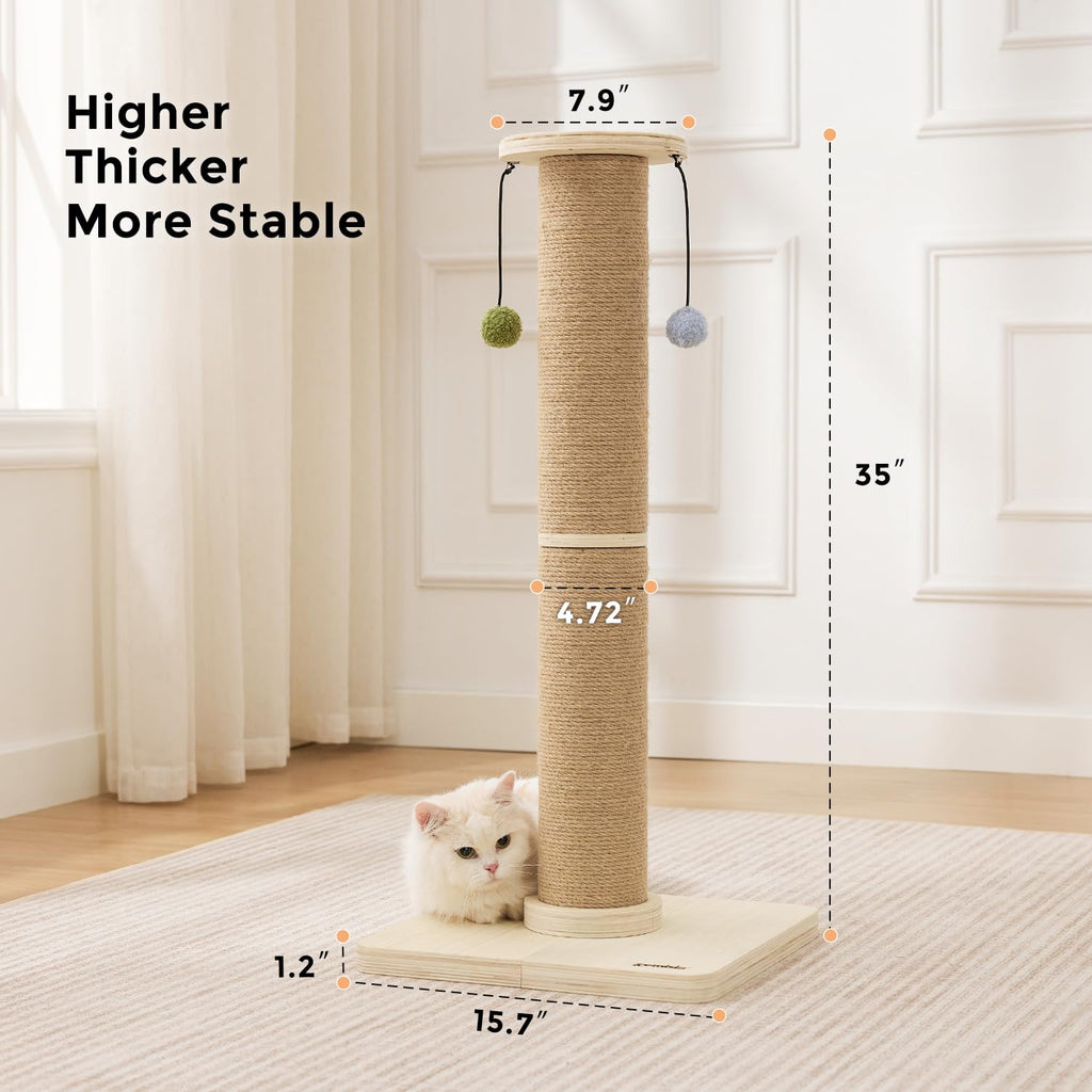 ZOMISIA 35'' Tall Cat Scratching Post for Indoor Cats Adults