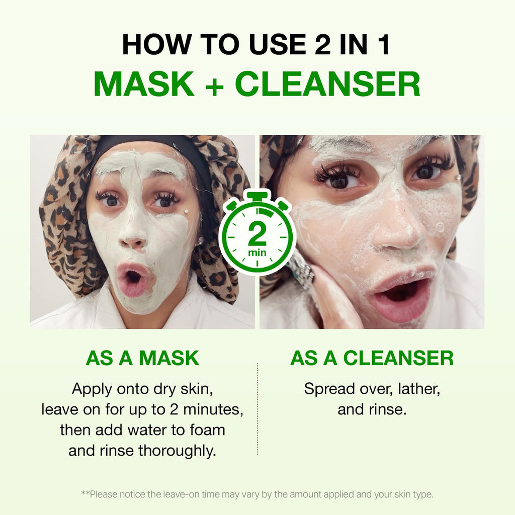 FULLY Green Tomato Pore Clay Mask Cleanser for Deep Cleansing, 4.05 fl oz | Clay Pack Cleanser for Deep Pore Cleansing, Blackhead & Sebum Control, Gentle Korean Face Wash for Oily & Combination Skin