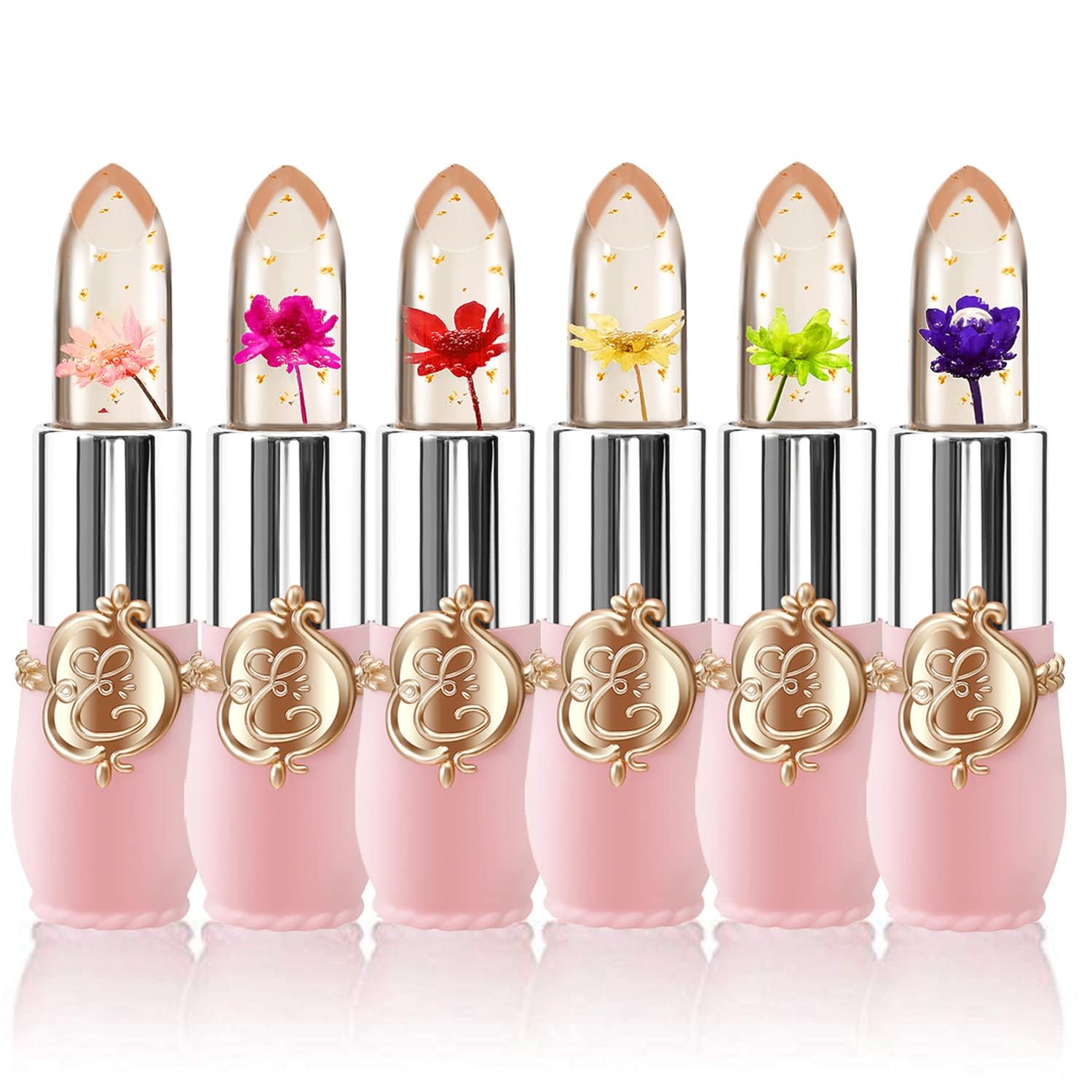 Buy now BestLand 6 Pcs/Set Flower Jelly Lipstick Set Temperature Change Moisturizer Long Lasting Nutritious Balm Magic Color Change Lip Gloss 6 Count (Pack of 1) Flower Jelly Lipstick at indiglob india