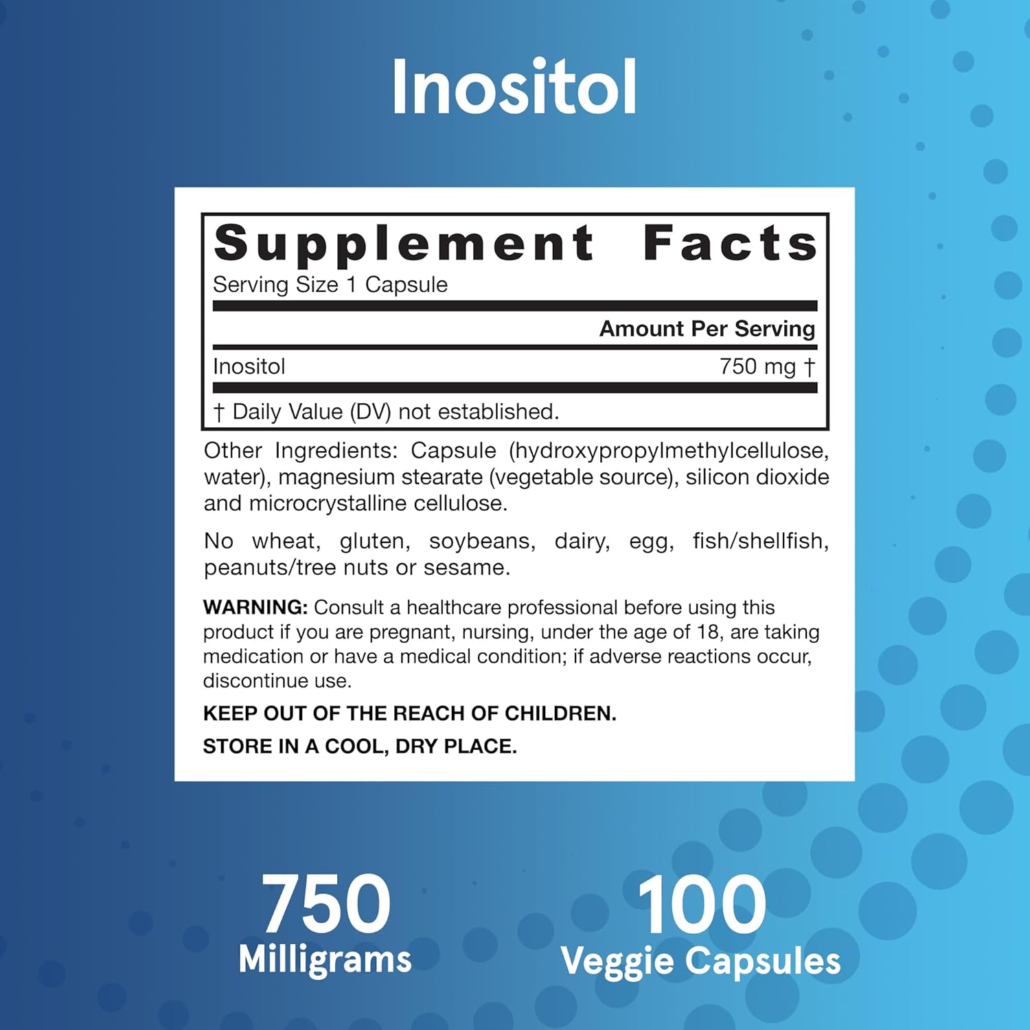 Buy now Jarrow FormulasÂ® Inositol 750 mg, Dietary Supplement, Liver Support for Cellular Health and General Wellness, 100 Veggie Capsules, Up to a 100 Day Supply at indiglob india