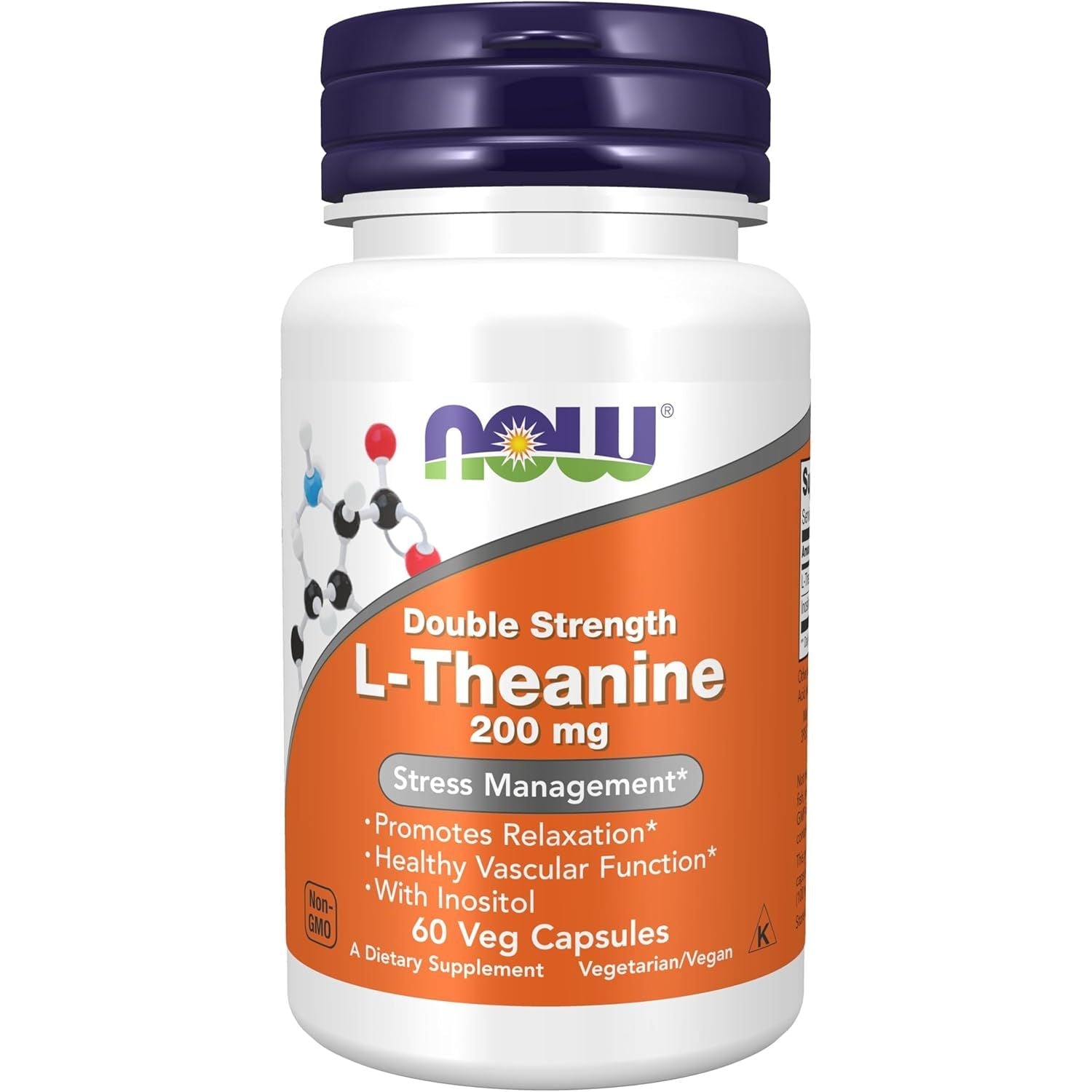 Buy now NOW Foods Supplements, L-Theanine 200 mg with Inositol, Stress Management*, 60 Veg Capsules at indiglob india