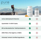 Pure Therapro Rx Methyl B Complete, Vitamin B Complex, 120 Capsules | Includes Folate & B12, Vitamin B6, Riboflavin & TMG, For Men & Women, Made in USA, 120 Servings