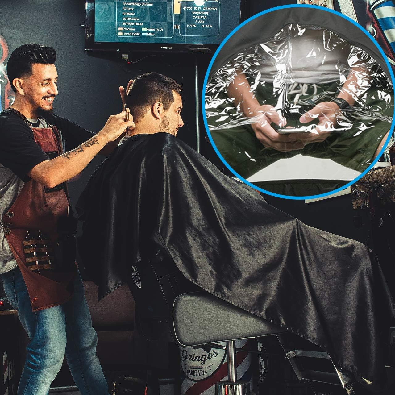 Buy now CM Barber Cape with Clear Window Salon Cape Hair Cutting Cover Hair Drape Waterproof Haircut Apron with Buckle for Barber Shop Salon Stylists Home DIY Hairdressing at indiglob india