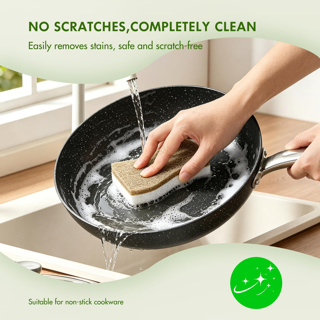 SetSail Natural Kitchen Sponges, 12 Pack Biodegradable Dish Sponges