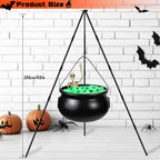 Halloween Outdoor Decorations, Witches Cauldron for Yard Decorations, Witch Decor Indoor, Halloween Witch Cauldron with Tripod with Eyeballs String Lights and Skeleton for Home & Porch Decor