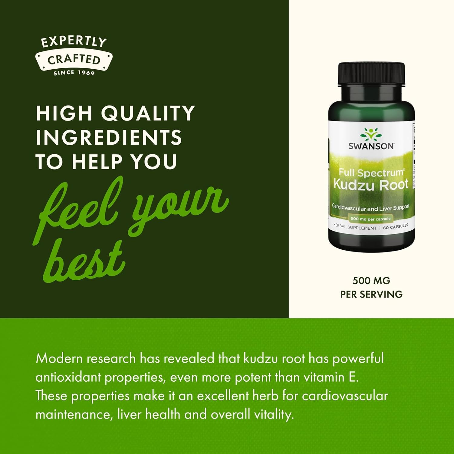 Buy now Swanson Full Spectrum Kudzu Root - Herbal Supplement Supporting Heart Health & Liver Health - May Support Healthy Blood Pressure & Cholesterol Levels - (60 Capsules, 500mg Each) at indiglob india