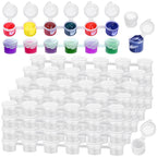 Caffox 240-Piece Empty Paint Pot, 40 Strips Acrylic Mini Paint Container Strip Storage with Lid for Classrooms, School Art & Crafts 3ml/ 0.1oz