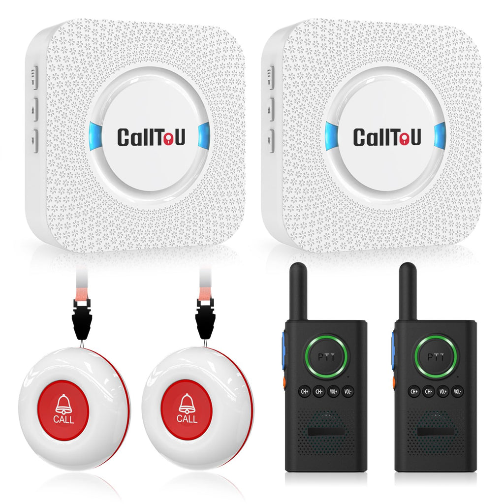 Buy now CallToU Wireless Caregiver Pager Smart Call System 2 SOS Call Buttons/Transmitters 2 Receivers Nurse Calling Alert Patient Help System for Home/Personal Attention Pager 500+Feet Plugin Receiver at indiglob india