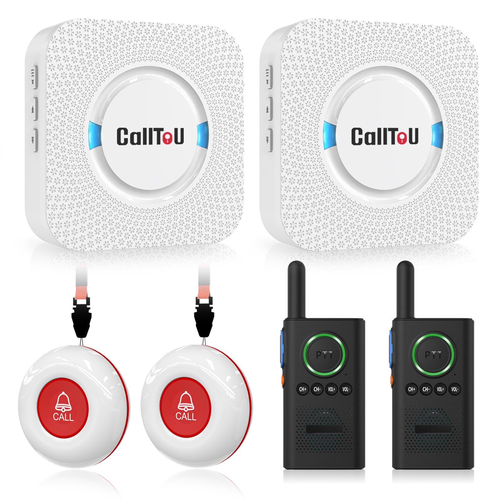 Buy now CallToU Wireless Caregiver Pager Smart Call System 2 SOS Call Buttons/Transmitters 2 Receivers Nurse Calling Alert Patient Help System for Home/Personal Attention Pager 500+Feet Plugin Receiver white 2+2+2 at indiglob india