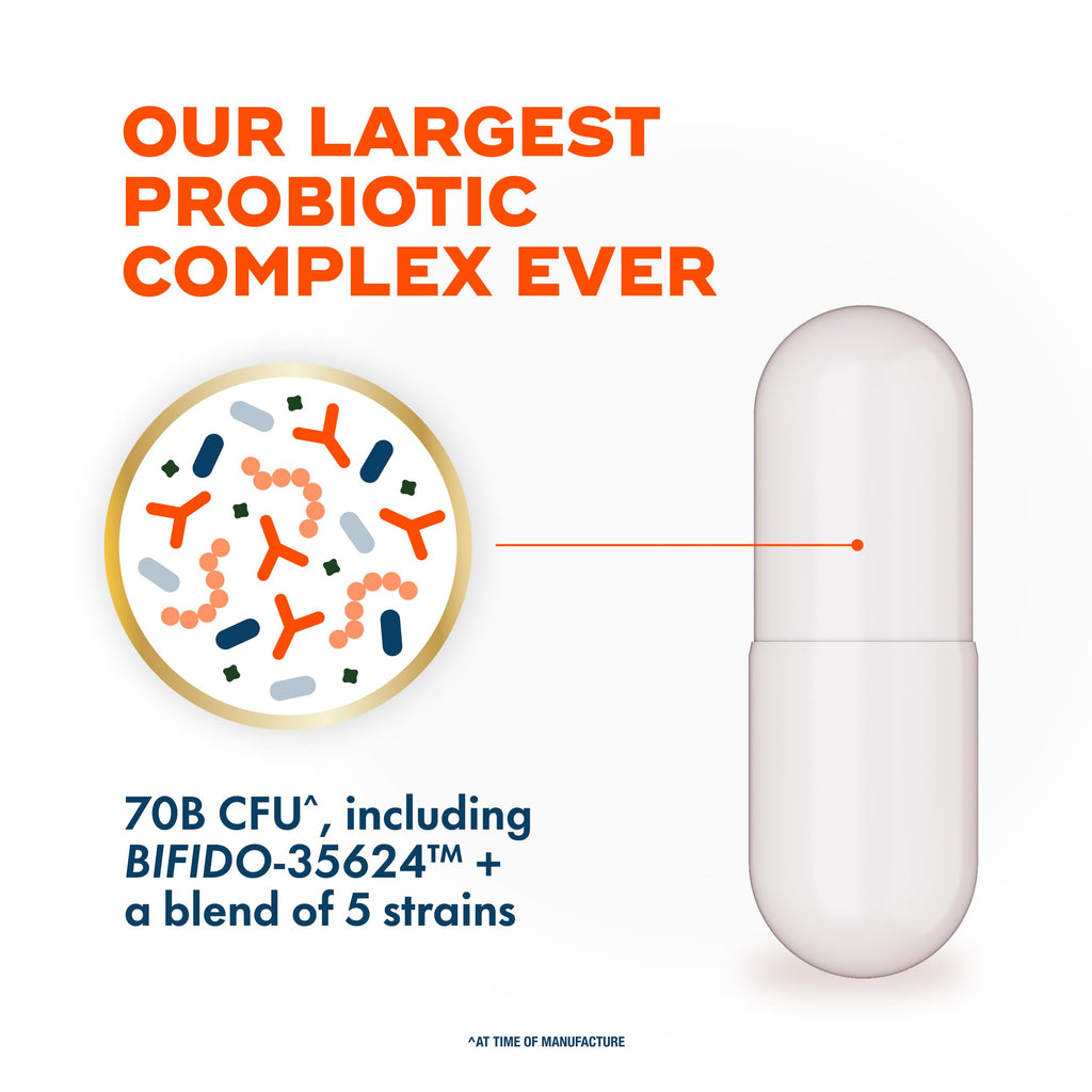 Align Probiotic, 70 Billion CFU, 6 Strain Blend, Probiotics for Women and Men, Daily Probiotics for Digestive Health, Helps Relieve Occasional Bloating & Gas 30 Capsules