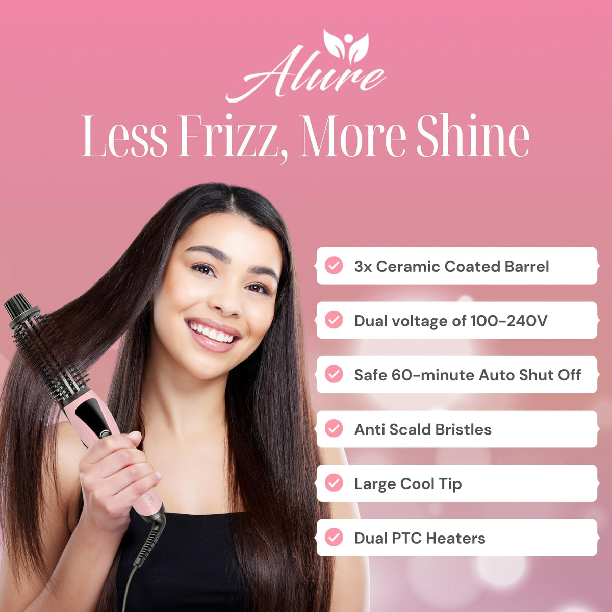 Alure Heated Styling Brush, 3-in-1 Ionic Hair Curler and Straightener Wand