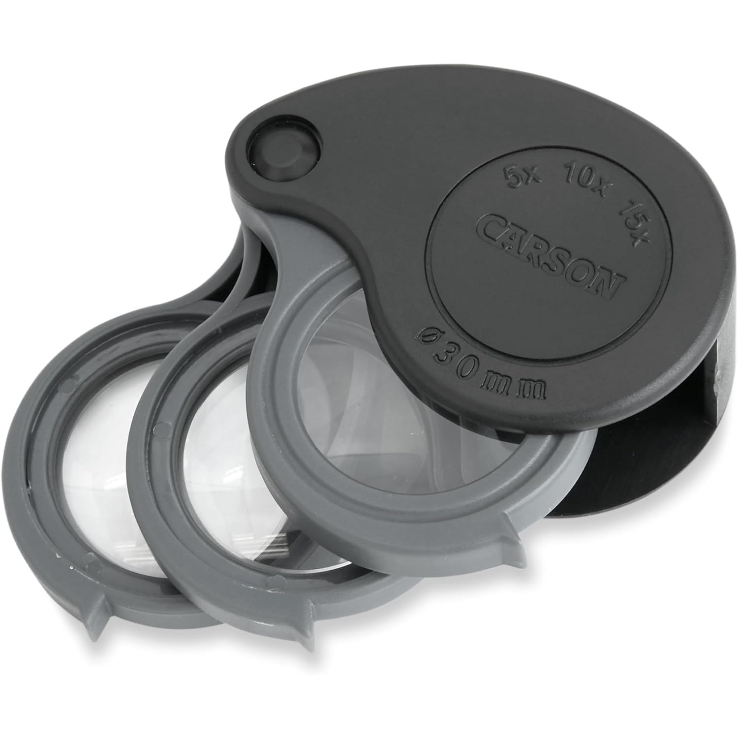 Buy now Carson TriView 5x/10x/15x Folding Loupe Magnifier with Built-in Case, 3-in-1 Portable Loupe Magnifying Glass - Adjustable Magnification, Great for Jewelry (TV-15) at indiglob india