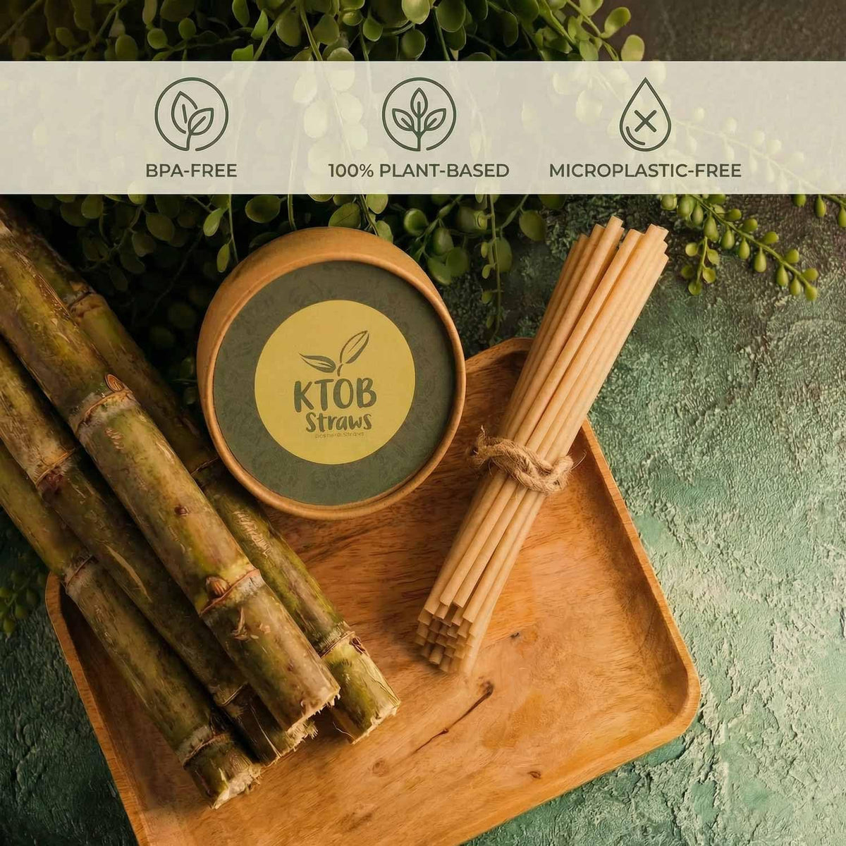 KTOB 200 Count Compostable Sugarcane Straws