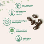 Micro Ingredients Saw Palmetto with Pumpkin Seed Oil for Men, 240 Softgels| Cold-Pressed Extract | Virgin Oil Formula | Rich in Essential Fatty Acids & Phytosterols | Non-GMO, Gluten & Soy Free