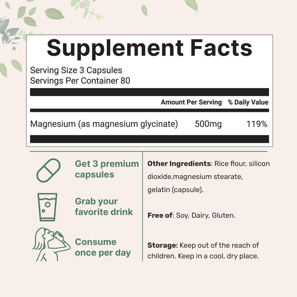 Micro Ingredients Magnesium Glycinate 500mg Per Serving, 240 Capsules | Potent Elemental Form, Chelated, High Absorption | Healthy Muscle, Bones, & Mood Support Supplement | Non-GMO