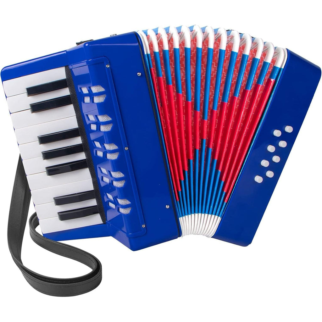 Buy now Accordion, 17 Keys Piano Accordion 8 Bass with Straps for Beginners Kids Student Educational Musical Instrument (Blue) at indiglob india