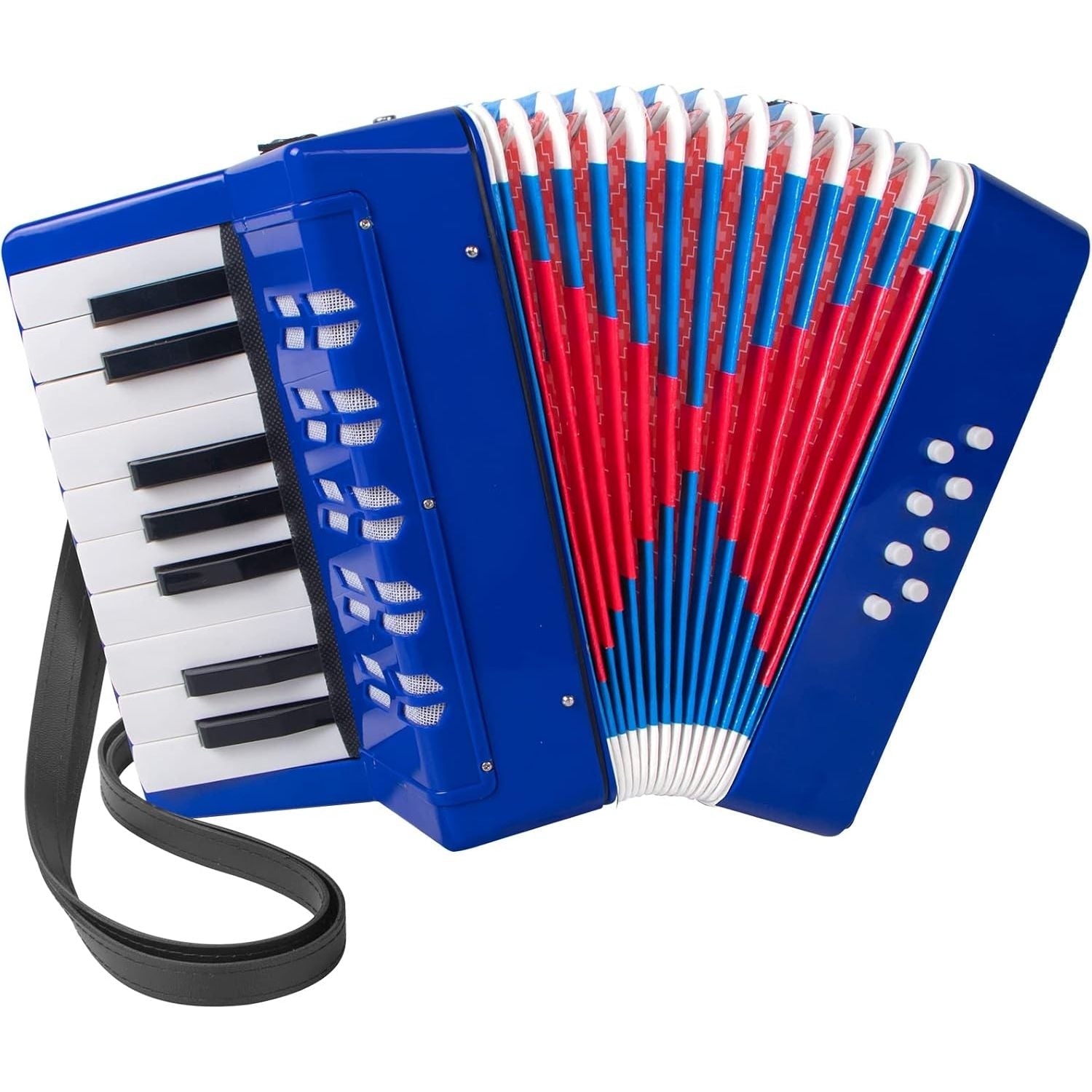 Buy now Accordion, 17 Keys Piano Accordion 8 Bass with Straps for Beginners Kids Student Educational Musical Instrument (Blue) at indiglob india