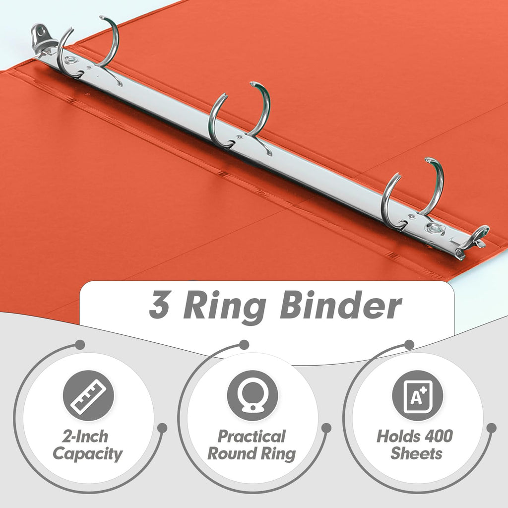 PANDRI 6 Pack 2-inch 3 Ring Binders with 2 Interior Pockets, 6 Colors