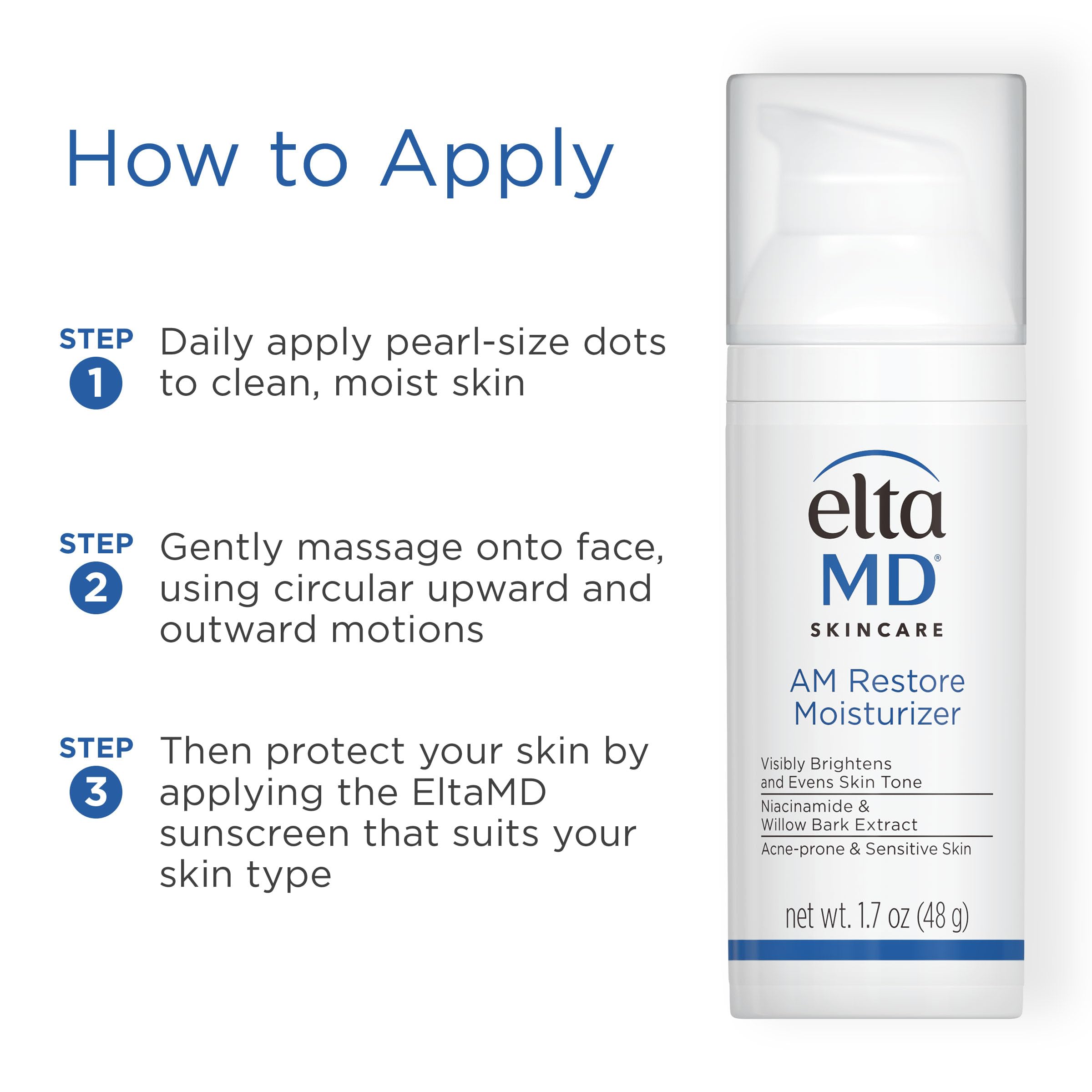 EltaMD AM Restore Daily Lightweight Facial Moisturizer | Smoothes, Hydrates, Brightens, and Tones, Made with Hyaluronic Acid and Niacinamide, For Acne-Prone and Sensitive Skin