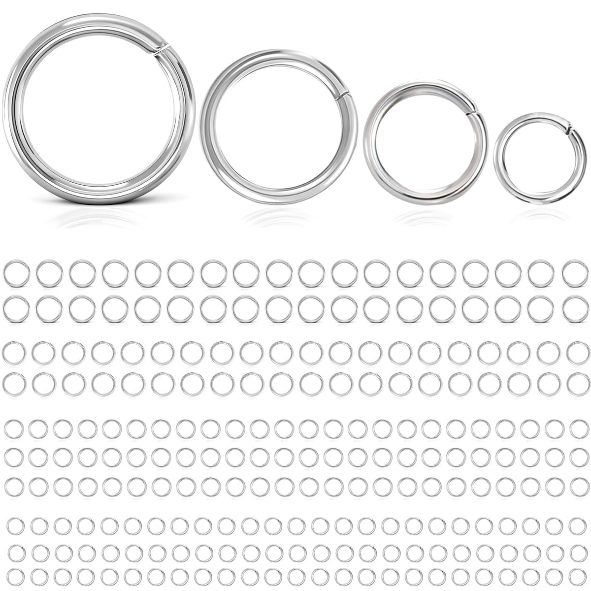600PCs Large Heavy Duty Stainless Steel Jump Rings, Silver