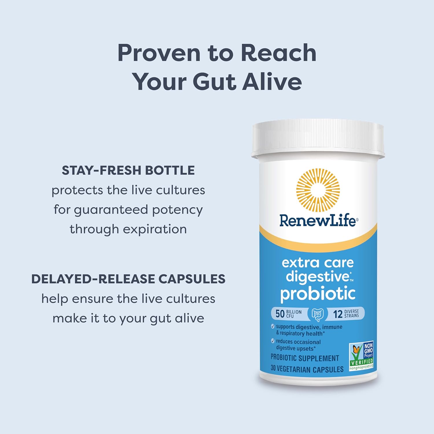 Buy now Renew Life Extra Care Digestive Probiotic Capsules, 50 Billion CFU Guaranteed, Daily Supplement Supports Immune, Digestive, Respiratory Health(1), L. Rhamnosus GG, Dairy, Soy and Gluten-Free, 90 Count at indiglob india