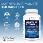 Dr. Berg Magnesium Glycinate 150ct – 4-in-1 Chelated for Muscle, Nerve, Sleep & Stress Support*– w/ D3, B6 & Zinc – 4X Lab-Tested – No Fillers – Formulated in USA, GMP-Certified