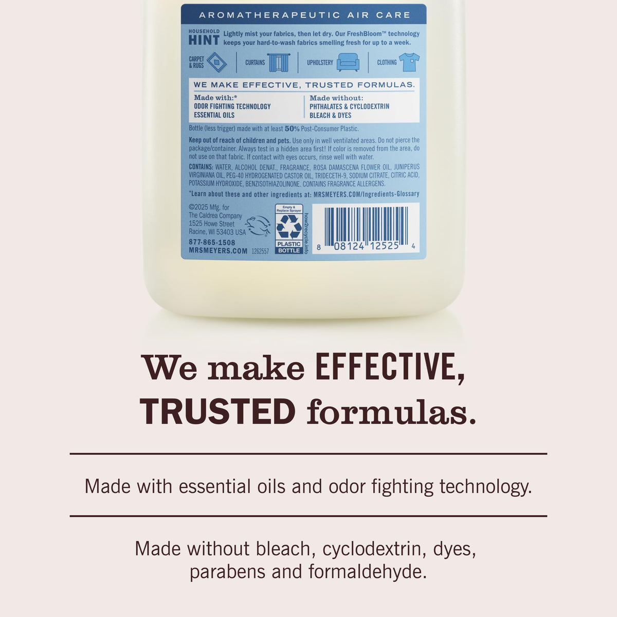 MRS. MEYER'S CLEAN DAY Fabric Freshener, Rain Water Scent, 20 Ounce Bottle
