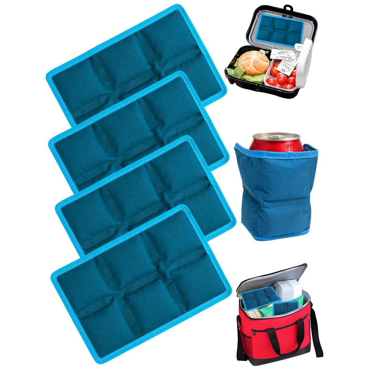 aadsioahd 4 Pack Ice Packs for Lunch Boxes, Slim Reusable Freezer Packs