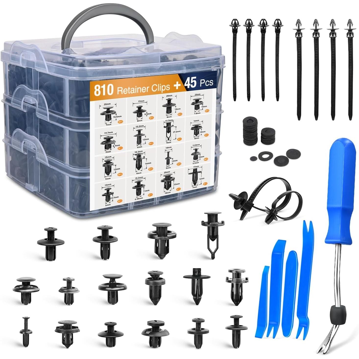 Buy now GOOACC Universal Plastic Fender Clips,200 Pcs Push Bumper Fastener Rivet Clips with 6 Size Auto Body Retainer Clips Bumpers,Car Fender Replacement for GM, Ford & Ch 810 Clips + 41 Tools at indiglob india