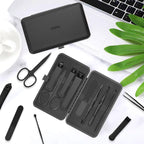 Precision 8 Pieces Men’s Nail Grooming Travel Kit, Stainless Steel Manicure Set with Fingernail & Toenail Clippers, Nail File, Slant Tip Tweezers, Cuticle Scissors, Cuticle Pusher, Travel Case