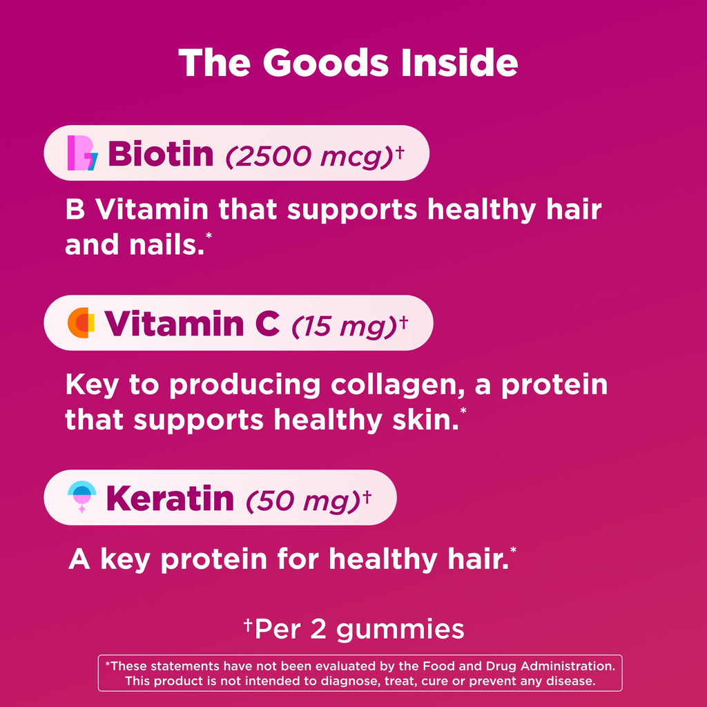 OLLY Hair Skin and Nails Gummies, Undeniable Beauty, Biotin - 60 Count