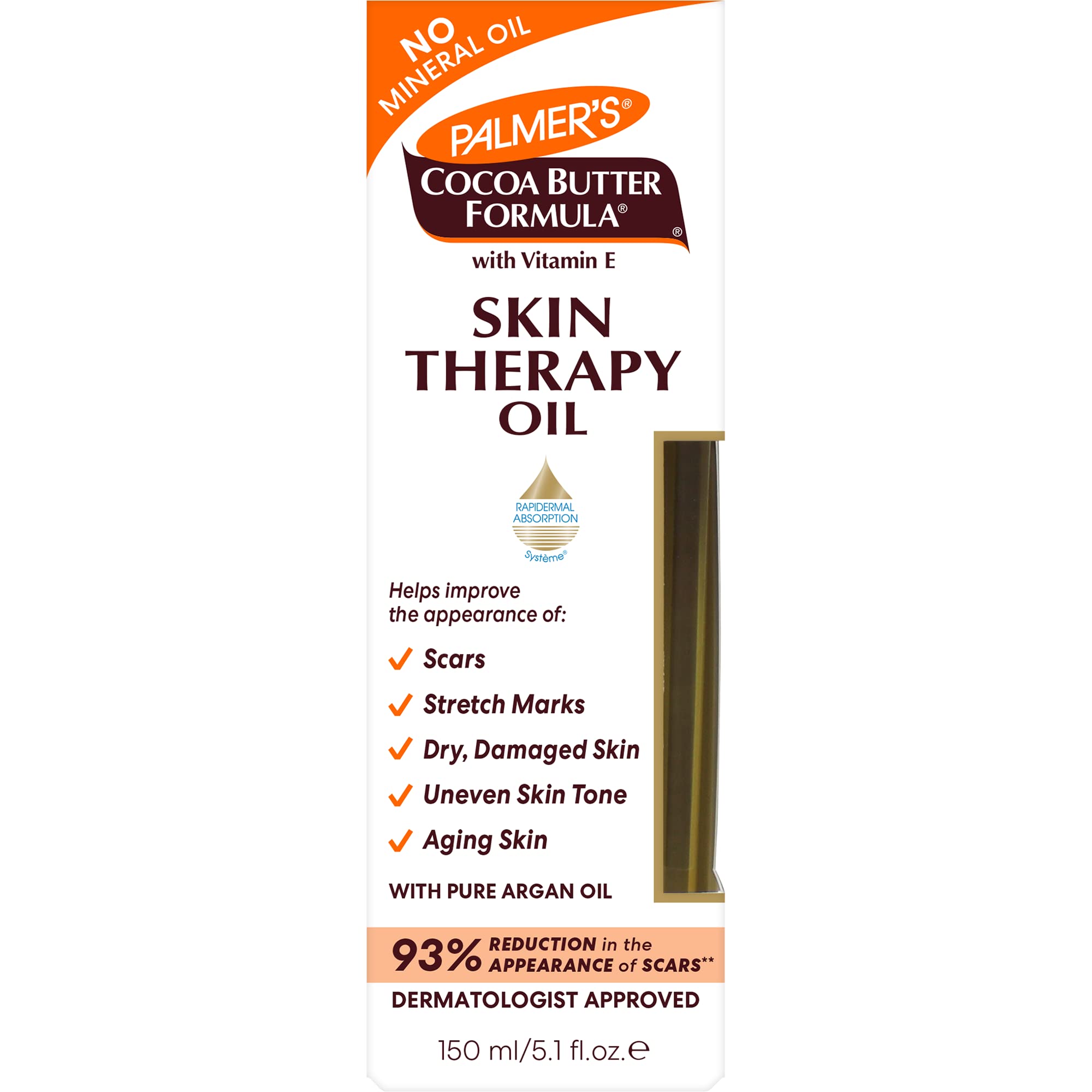 Palmer's Skin Therapy Body Oil, Moisturizing Cocoa Butter Formula (5.1 Oz) | Deep Body Moisturizer for Dry, Damaged Skin with Vitamin E & Pure Argan Oil, Helps Imrove Appearance of Scars, Stretch Marks