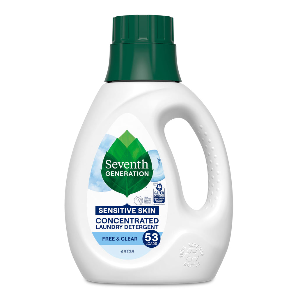 Buy now Seventh Generation Concentrated Laundry Detergent Liquid Free & Clear Fragrance Free 40 Fl Oz (Pack of 2) at indiglob india