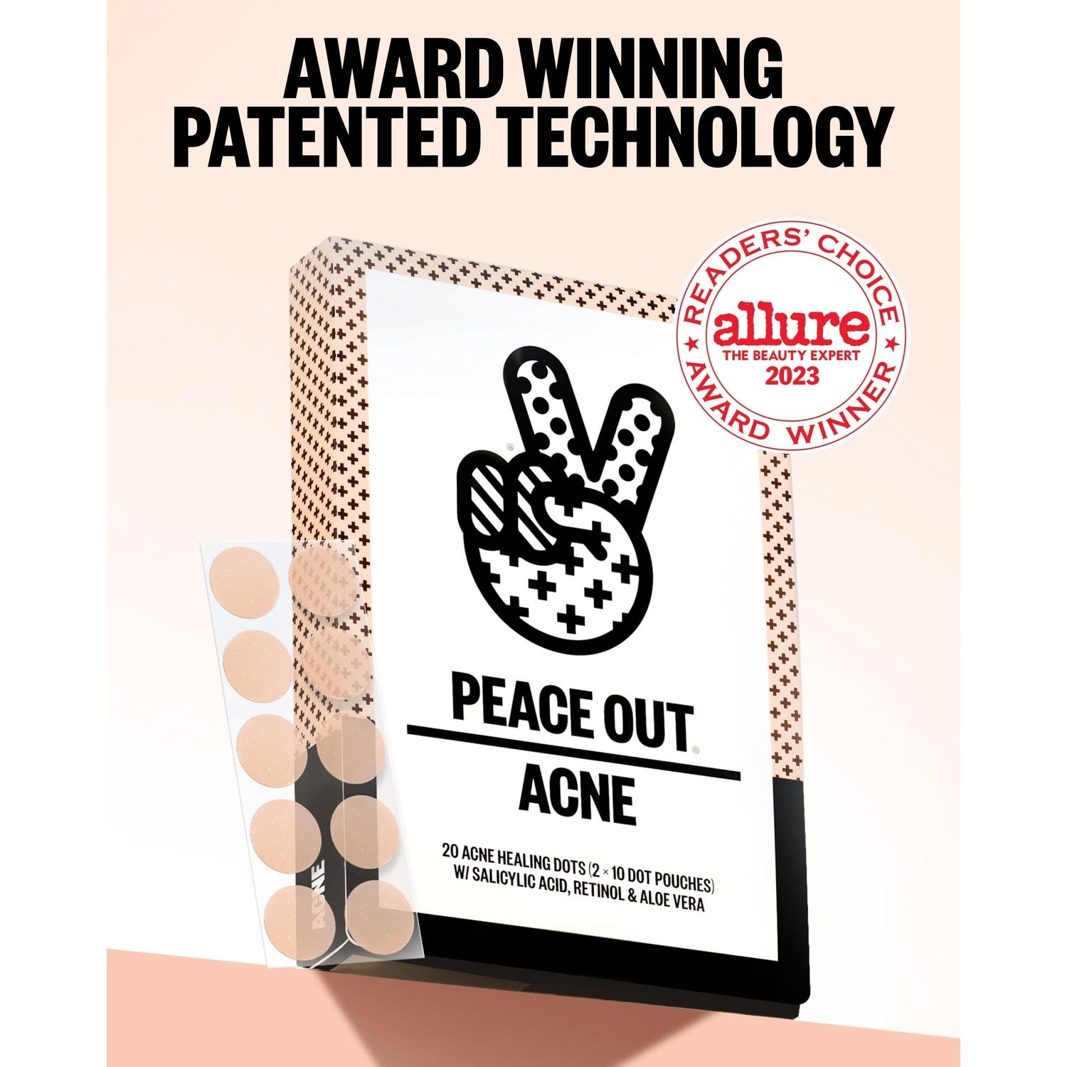 PEACE OUT Acne Healing Dots Hydrocolloid Pimple Patches (60 count) | Fast Acting Acne Spot Treatment for Blemishes & Breakouts with Salicylic Acid, Retinol and Aloe Vera, Award Winning Skincare