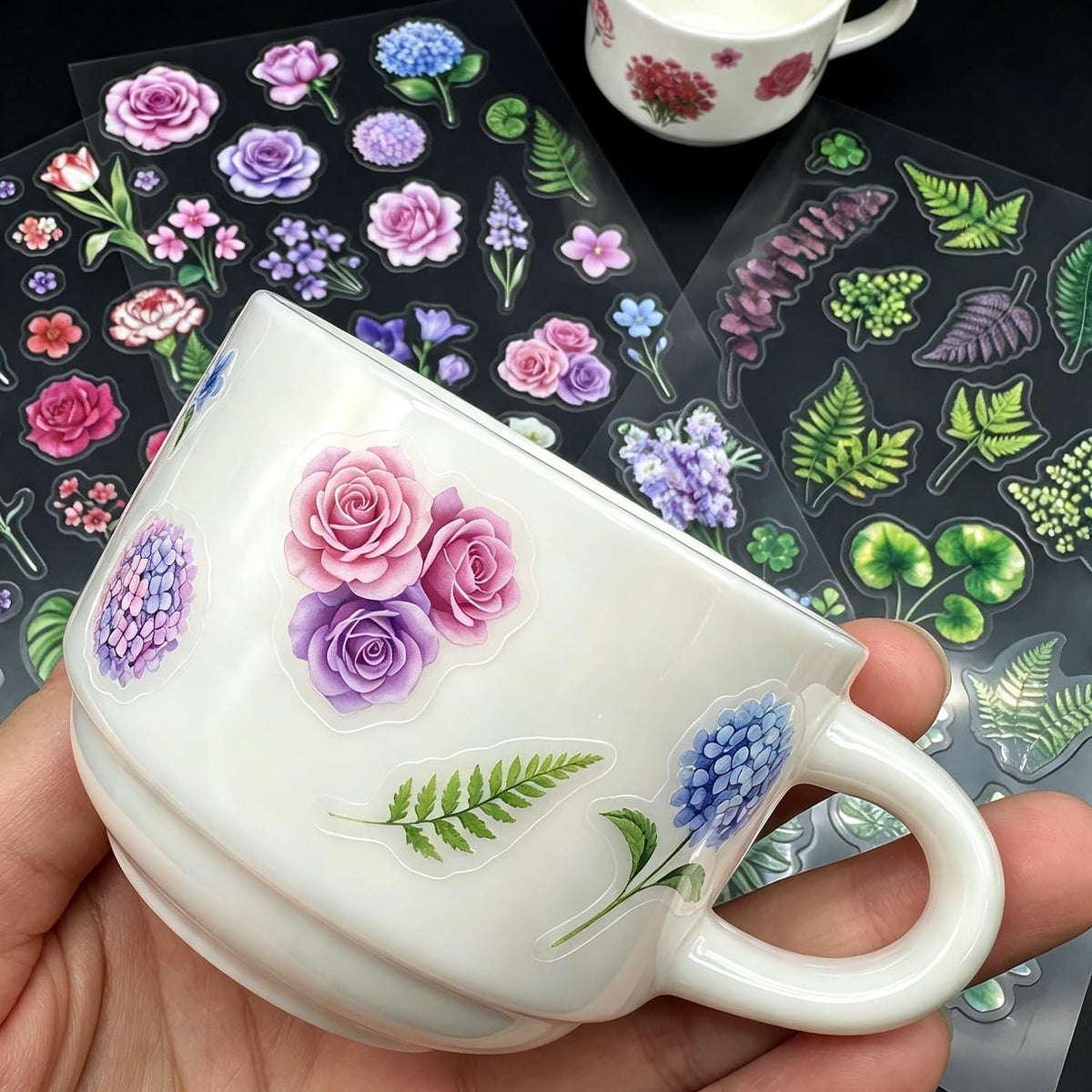 316Pcs Transparent Flower Stickers for Scrapbooking, Floral Decals Tweezer