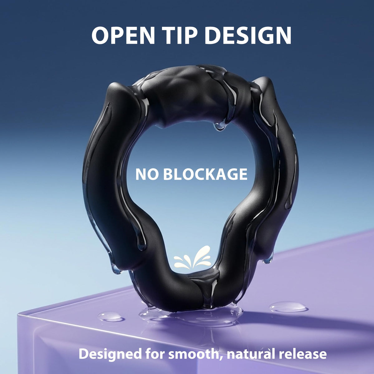 Open Tip Cock Ring Set for Men, 3 Size Silicone Penis Rings with 6-Point Pressure Support, No Blockage Design for Smooth Ejaculation, Ergonomic Body-Fit Erection Support Ring, Couple Sex Toy
