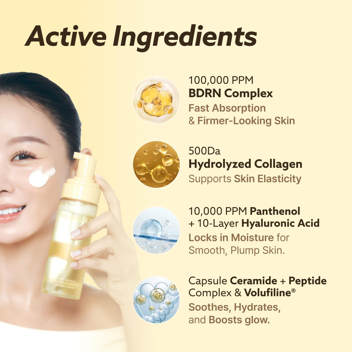 Honey Banana PDRN Bubble Toner | No-Rinse Korean Toner with Plant PDRN, Retinol, Panthenol & Hyaluronic Acid | Hydrating Exfoliating Bubble Mask for Glass Skin Glow | BDRN K-Beauty, 5.07 fl oz
