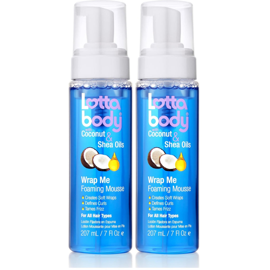 Lottabody Wrap Me Foaming Mousse with Coconut & Shea Oils, Lightweight Moisture-Rich Curl-Defining & Frizz-Control Styling Mousse for Natural Curly, Coily & Relaxed Hair, 7 oz